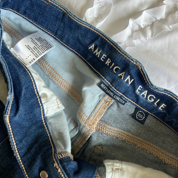 AE Stretch High Waisted Patchwork Denim Mini Skirt - Picture 9 of 9